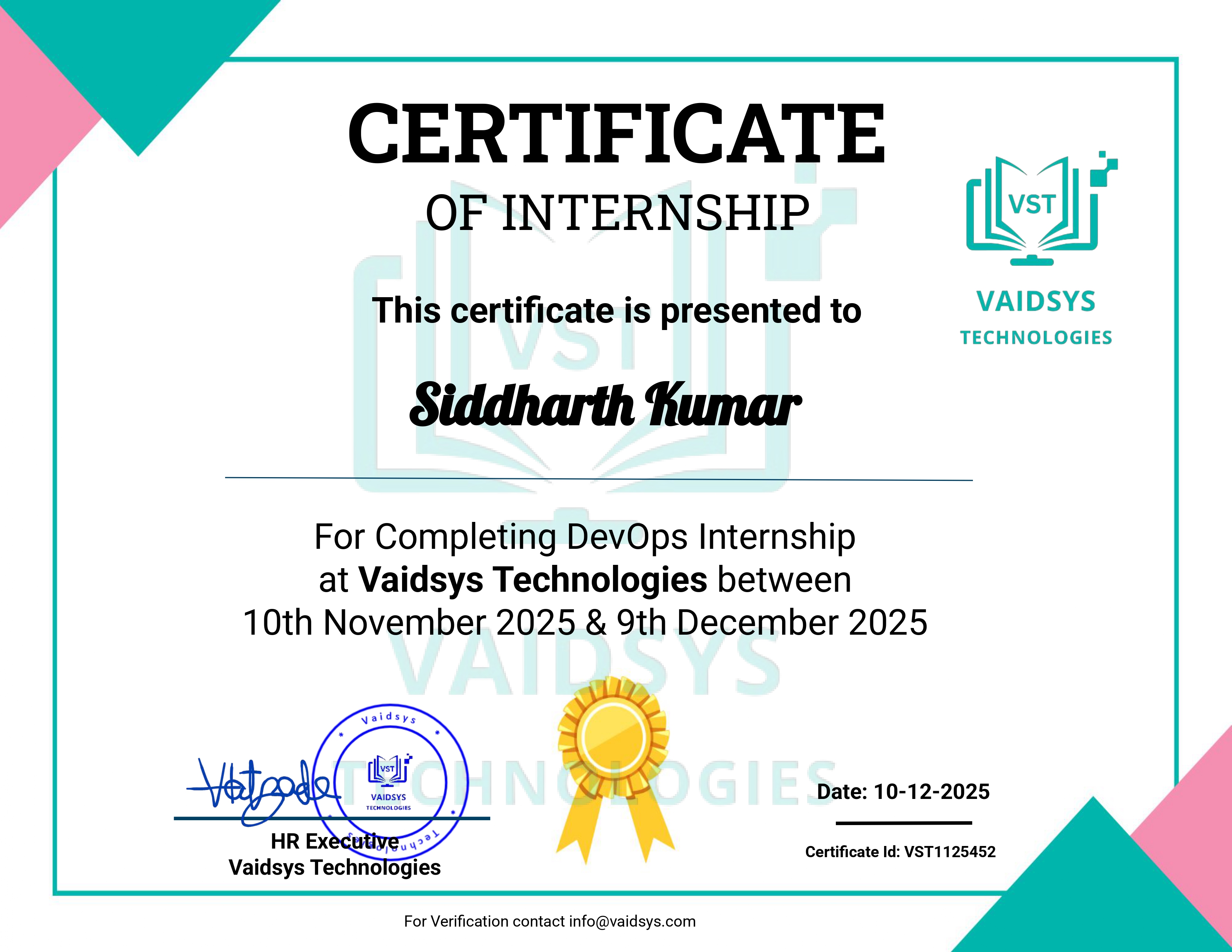 DevOps internship certificate thumbnail